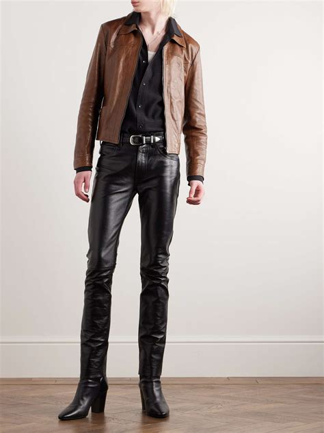 celine brown leather jacket|celine homme slim fit jacket.